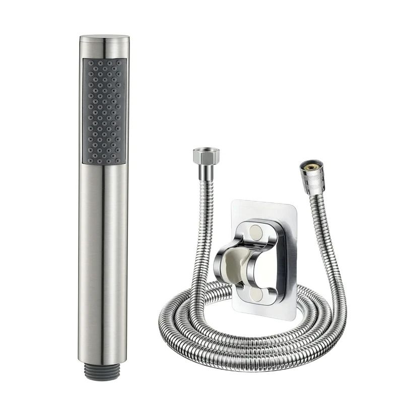 Handheld Cylindrical Stainless Steel Booster Shower Head – High-Pressure Universal Bathroom Set