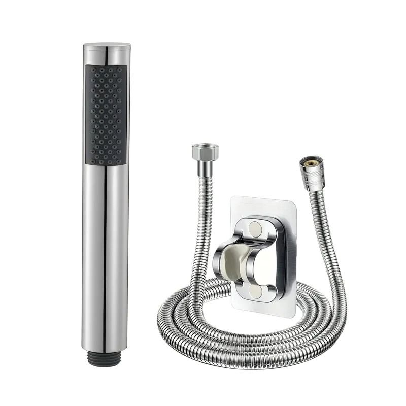 Handheld Cylindrical Stainless Steel Booster Shower Head – High-Pressure Universal Bathroom Set