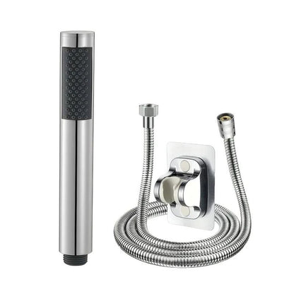 Handheld Cylindrical Stainless Steel Booster Shower Head – High-Pressure Universal Bathroom Set
