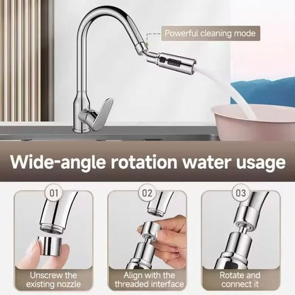 3-Mode Splash-Proof Faucet Head – Universal Metal Extender & Kitchen Aerator