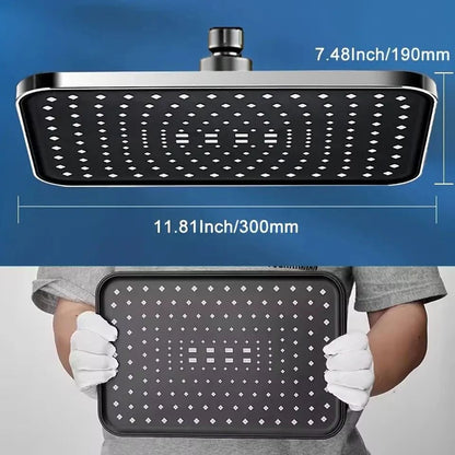 High-Performance Rain Shower Combo – 12-Inch Ultra-Large Overhead & 3-Mode Handheld Set