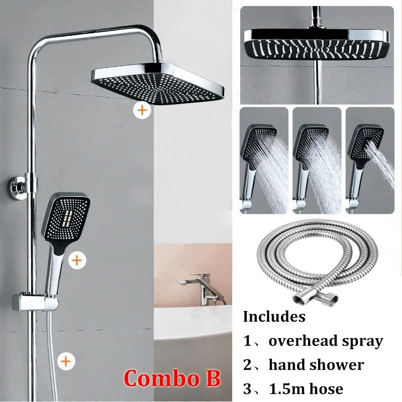 High-Performance Rain Shower Combo – 12-Inch Ultra-Large Overhead & 3-Mode Handheld Set