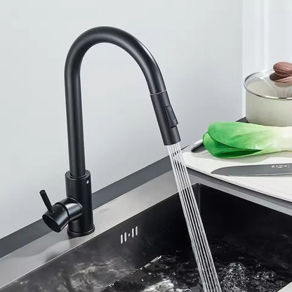 Stainless Steel Kitchen Pull-Out Faucet – Hot & Cold Splash-Proof Telescopic Sink Mixer