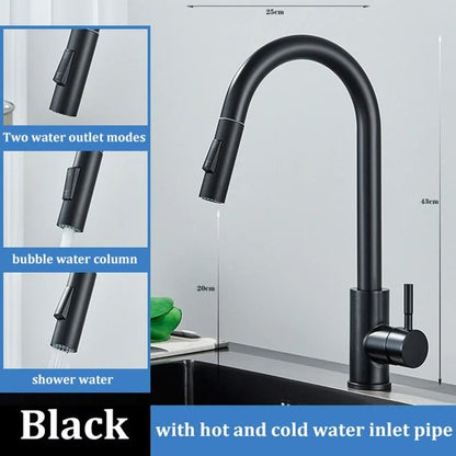 Stainless Steel Kitchen Pull-Out Faucet – Hot & Cold Splash-Proof Telescopic Sink Mixer