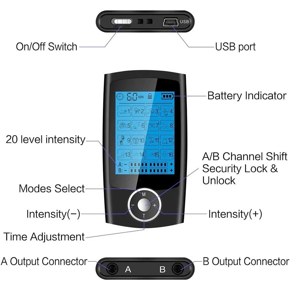 TENS EMS Muscle Stimulator Electric Muscle Massager for Pain Relief and Therapy