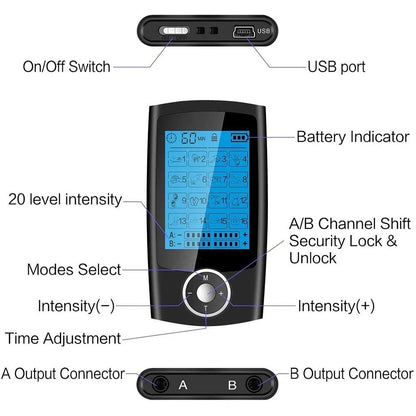 TENS EMS Muscle Stimulator Electric Muscle Massager for Pain Relief and Therapy