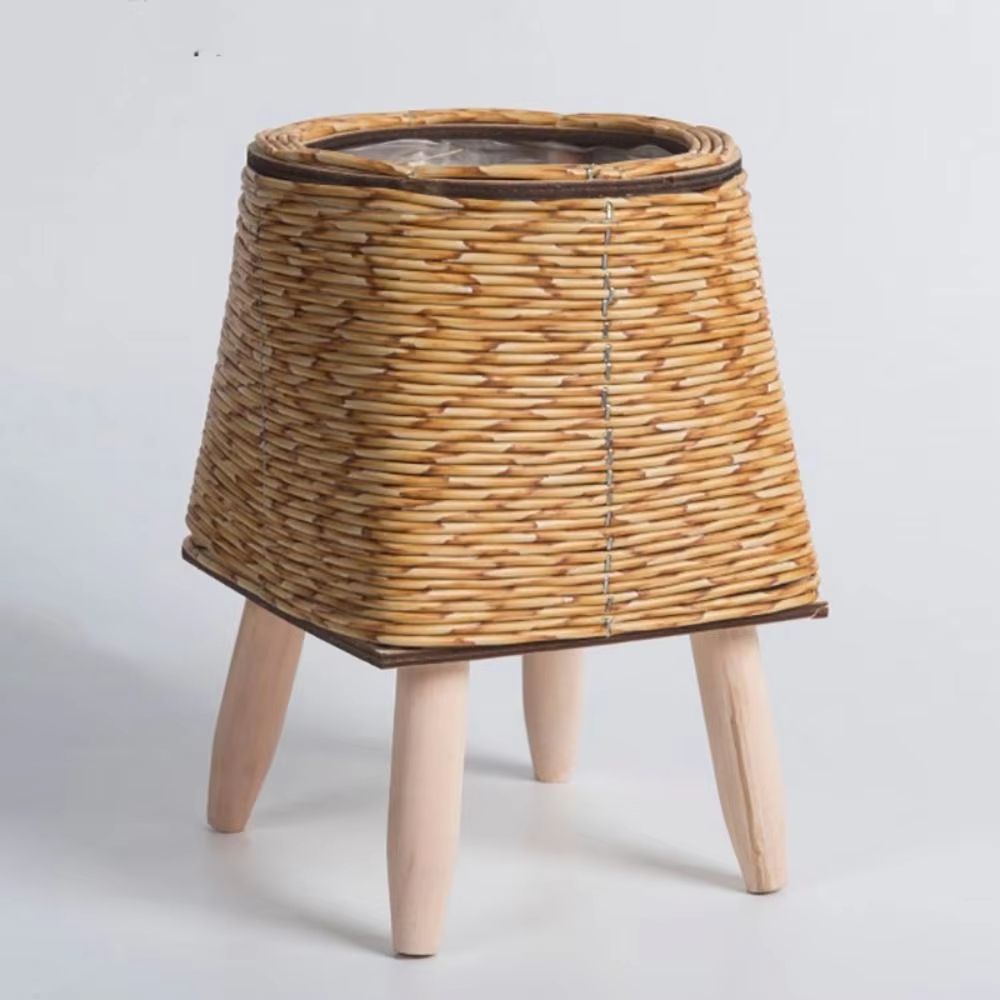Rattan Woven Plant Stand with Removable Legs Indoor Outdoor Flower Pot Holder