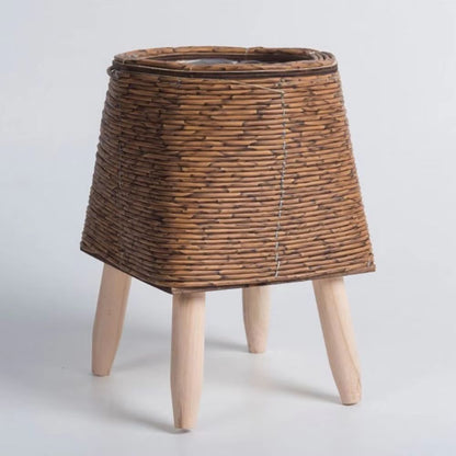 Rattan Woven Plant Stand with Removable Legs Indoor Outdoor Flower Pot Holder
