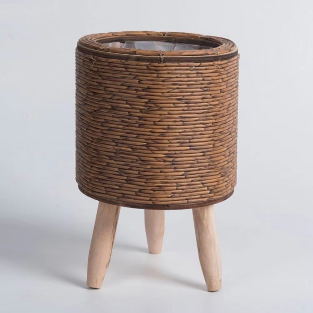 Rattan Woven Plant Stand with Removable Legs Indoor Outdoor Flower Pot Holder