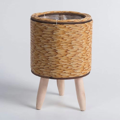 Rattan Woven Plant Stand with Removable Legs Indoor Outdoor Flower Pot Holder