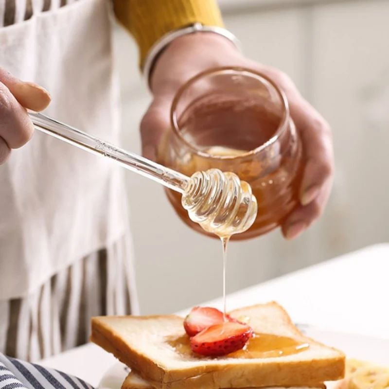 Premium Glass Honey Dipper Stirrer – 6-Inch Heat-Resistant Honey Spoon for Syrup, Jar & Kitchen Use