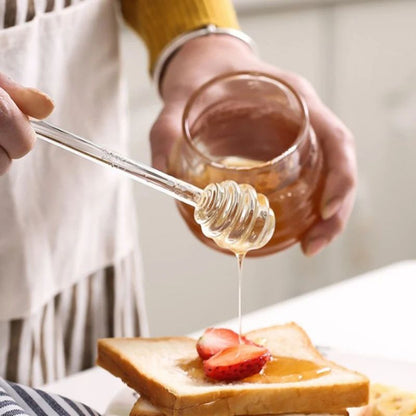 Premium Glass Honey Dipper Stirrer – 6-Inch Heat-Resistant Honey Spoon for Syrup, Jar & Kitchen Use