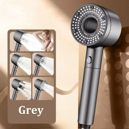 Hollow-Center Pressurized Shower Head – 5-Mode High-Volume Filtered Bathroom Set