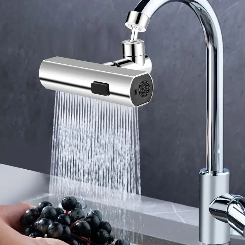 Waterfall Kitchen Faucet Extender – 360° Rotating Splash-Proof Artifact & High-Flow Aerator