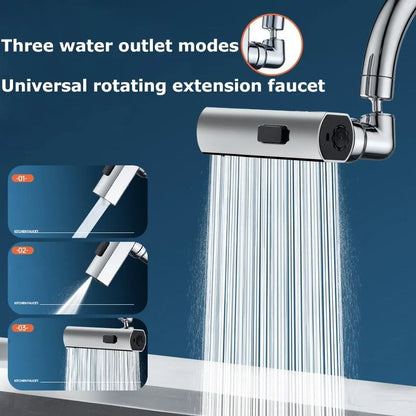 Waterfall Kitchen Faucet Extender – 360° Rotating Splash-Proof Artifact & High-Flow Aerator