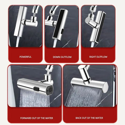 Waterfall Kitchen Faucet Extender – 360° Rotating Splash-Proof Artifact & High-Flow Aerator