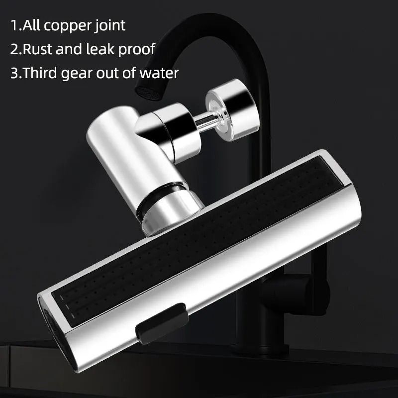 Waterfall Kitchen Faucet Extender – 360° Rotating Splash-Proof Artifact & High-Flow Aerator
