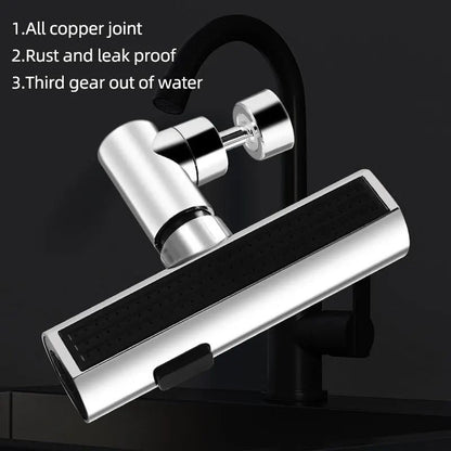 Waterfall Kitchen Faucet Extender – 360° Rotating Splash-Proof Artifact & High-Flow Aerator