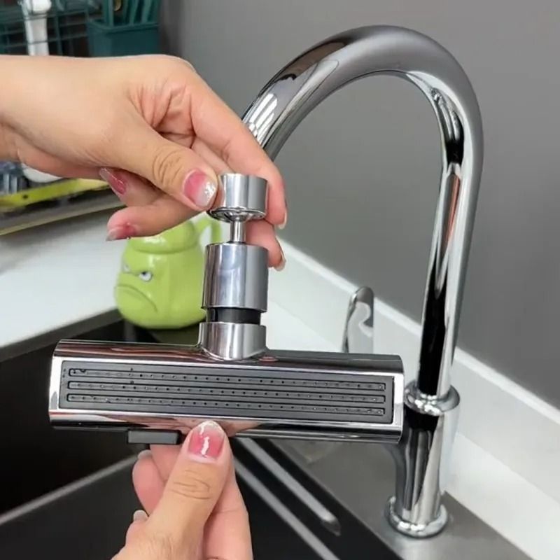 Waterfall Kitchen Faucet Extender – 360° Rotating Splash-Proof Artifact & High-Flow Aerator