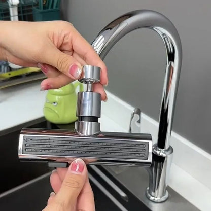Waterfall Kitchen Faucet Extender – 360° Rotating Splash-Proof Artifact & High-Flow Aerator