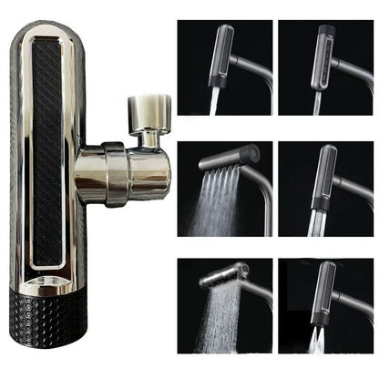 6-Mode Universal Waterfall Faucet Extender – 360° Rotating Multi-Function Aerator