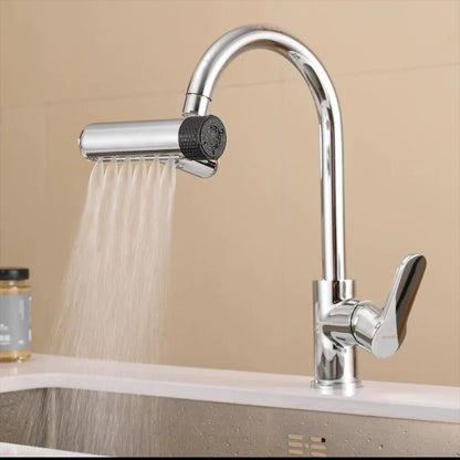 6-Mode Universal Waterfall Faucet Extender – 360° Rotating Multi-Function Aerator