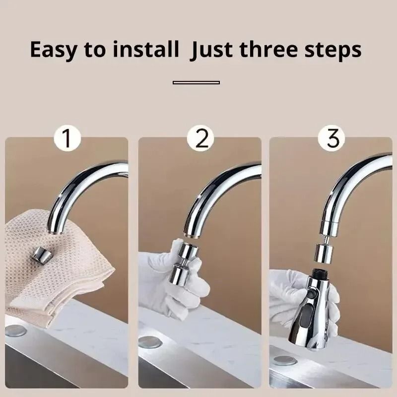 3-Mode Faucet Extender – High-Pressure Splash Prevention & Water-Saving Filter