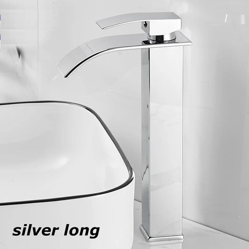 Luxury Waterfall Basin Mixer – Hot & Cold Dual-Control Square Waterfall Faucet