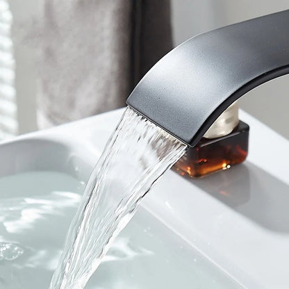 Luxury Waterfall Basin Mixer – Hot & Cold Dual-Control Square Waterfall Faucet