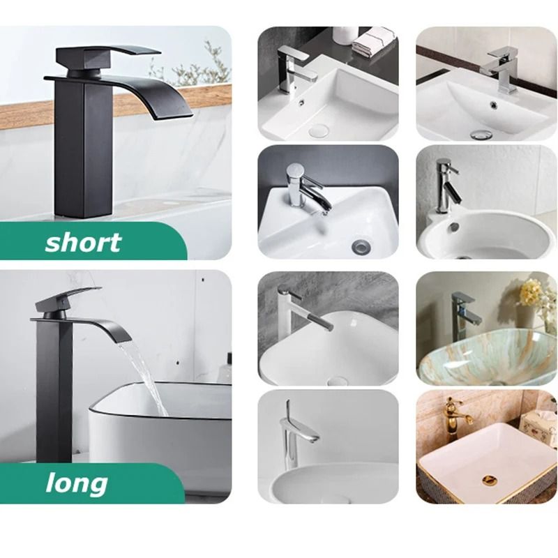 Luxury Waterfall Basin Mixer – Hot & Cold Dual-Control Square Waterfall Faucet