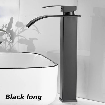 Luxury Waterfall Basin Mixer – Hot & Cold Dual-Control Square Waterfall Faucet