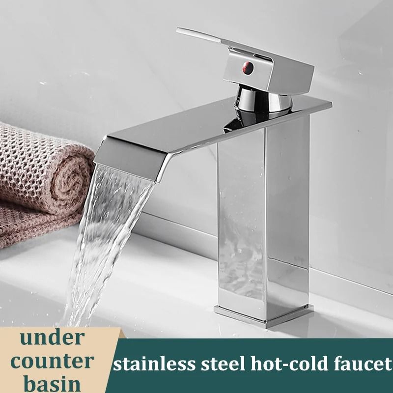 Luxury Waterfall Basin Mixer – Hot & Cold Wide-Mouth Stainless Steel Faucet