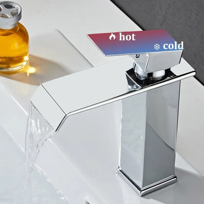 Luxury Waterfall Basin Mixer – Hot & Cold Wide-Mouth Stainless Steel Faucet