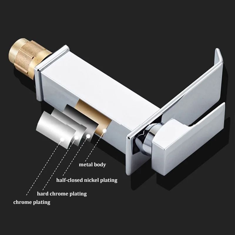 Luxury Waterfall Basin Mixer – Hot & Cold Wide-Mouth Stainless Steel Faucet