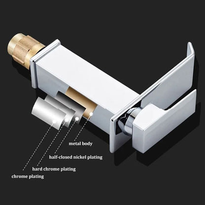 Luxury Waterfall Basin Mixer – Hot & Cold Wide-Mouth Stainless Steel Faucet