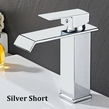Luxury Waterfall Basin Mixer – Hot & Cold Wide-Mouth Stainless Steel Faucet