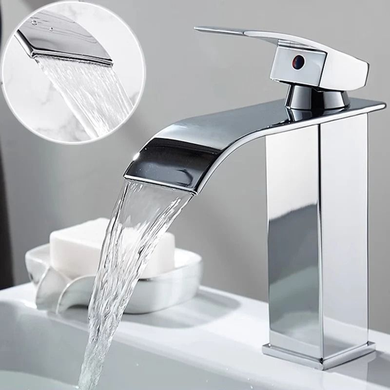 Luxury Architectural Waterfall Basin Mixer – Hot & Cold Stainless Steel Dual-Control Faucet