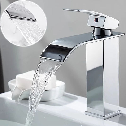 Luxury Architectural Waterfall Basin Mixer – Hot & Cold Stainless Steel Dual-Control Faucet
