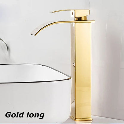 Luxury Architectural Waterfall Basin Mixer – Hot & Cold Stainless Steel Dual-Control Faucet
