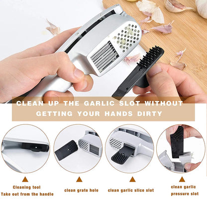 Garlic Press and Ginger Crusher Aluminium Mincer & Slicer for Effortless Kitchen Prep