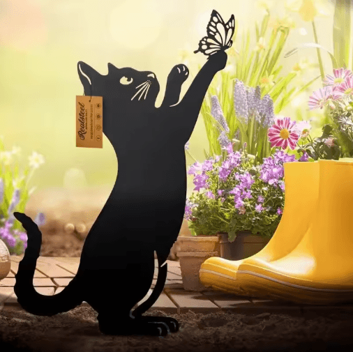 Metal Cat Garden Stake Ornament – Decorative Outdoor Yard & Balcony Accent