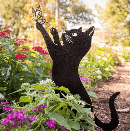 Metal Cat Garden Stake Ornament – Decorative Outdoor Yard & Balcony Accent
