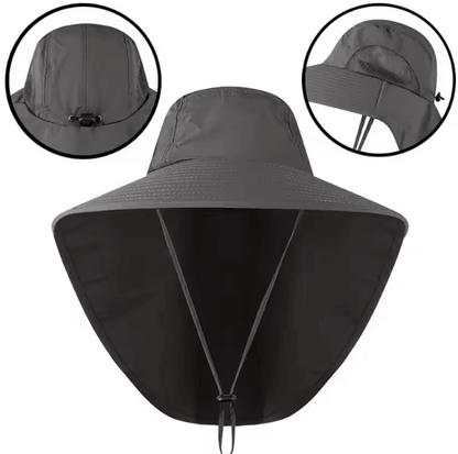 Wide Brim Sun Hat with Neck Flap UV Protection Cooling Safari Cap for Outdoor Hiking & Fishing