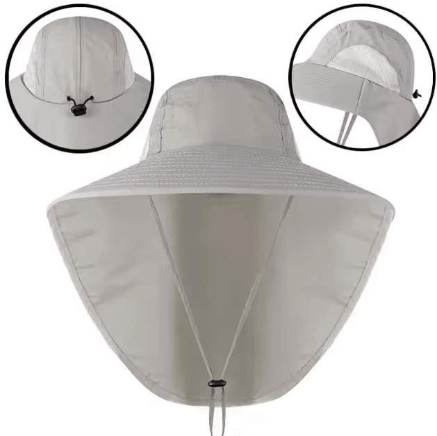 Wide Brim Sun Hat with Neck Flap UV Protection Cooling Safari Cap for Outdoor Hiking & Fishing