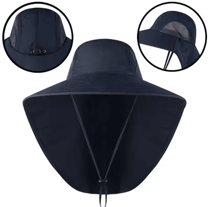Wide Brim Sun Hat with Neck Flap UV Protection Cooling Safari Cap for Outdoor Hiking & Fishing