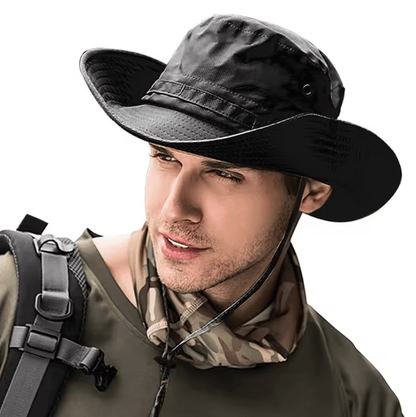 Wide Brim Boonie Sun Hat with Neck Flap UV Protection Breathable Outdoor Cap
