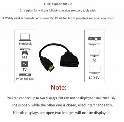 Dual Display 1080P HDMI Splitter Cable – 1 in 2 Out Adapter for TV, Laptop & Monitor