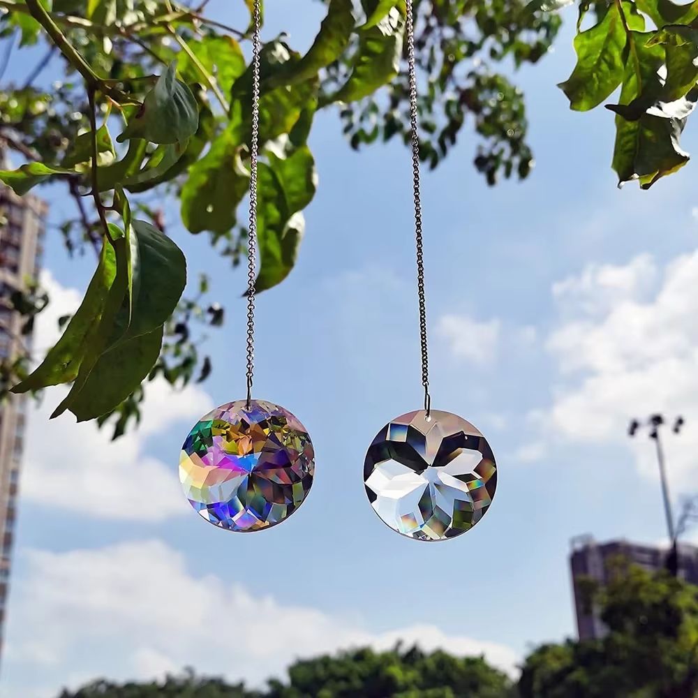 2pcs Crystal Sun Catcher Prism Window Hanging Rainbow Maker Light Reflector Decor
