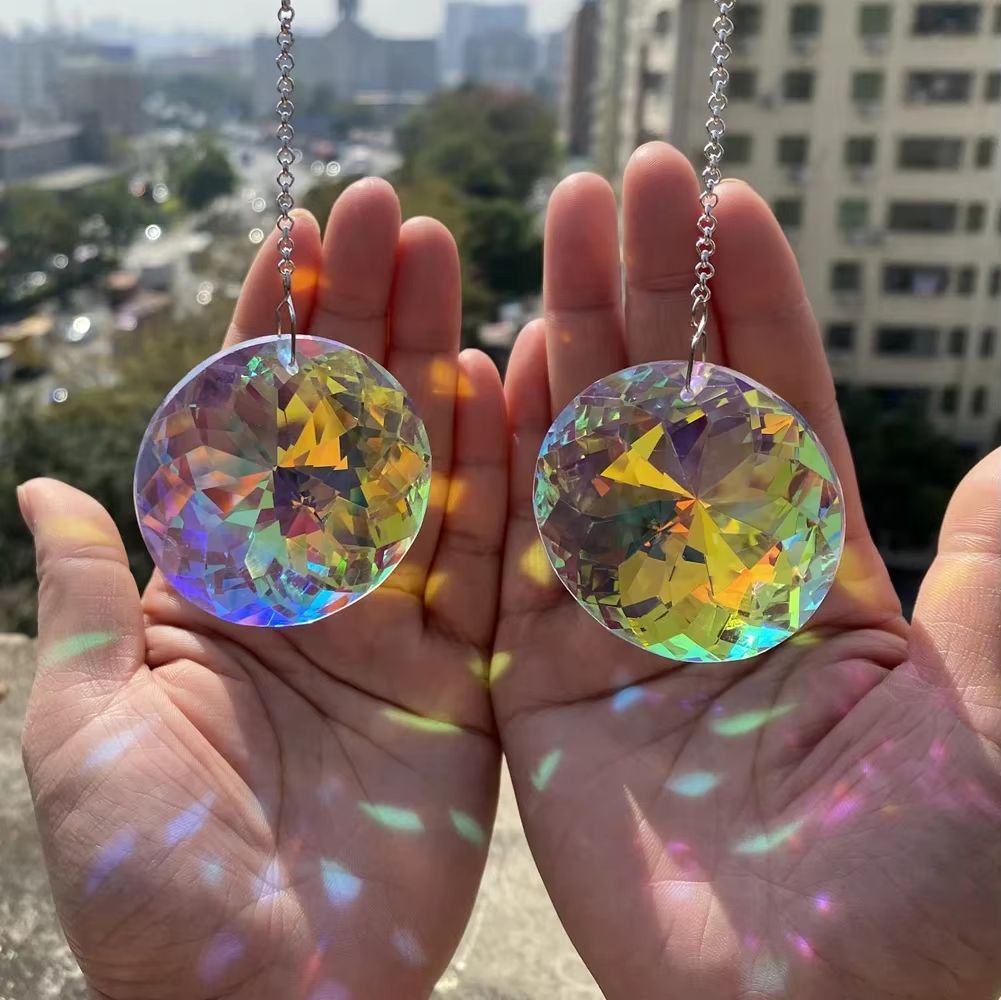 2pcs Crystal Sun Catcher Prism Window Hanging Rainbow Maker Light Reflector Decor