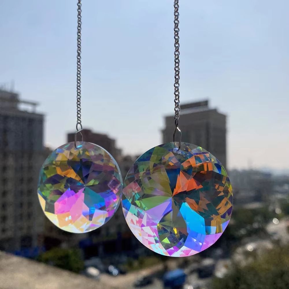 2pcs Crystal Sun Catcher Prism Window Hanging Rainbow Maker Light Reflector Decor